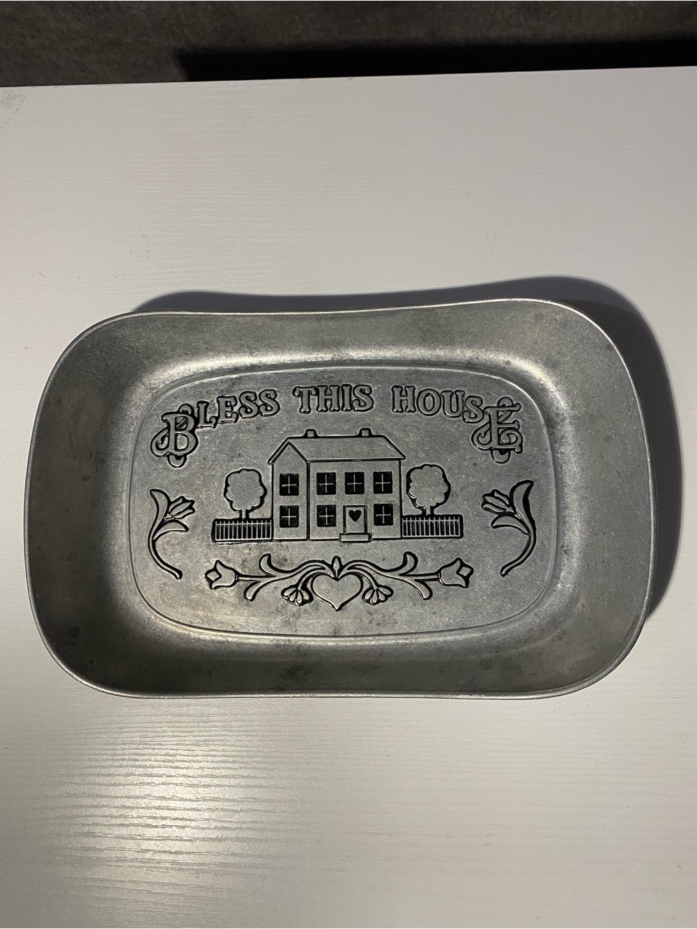 Vintage Wilton Armetale Bless This House Pewter Bread Tray #601013